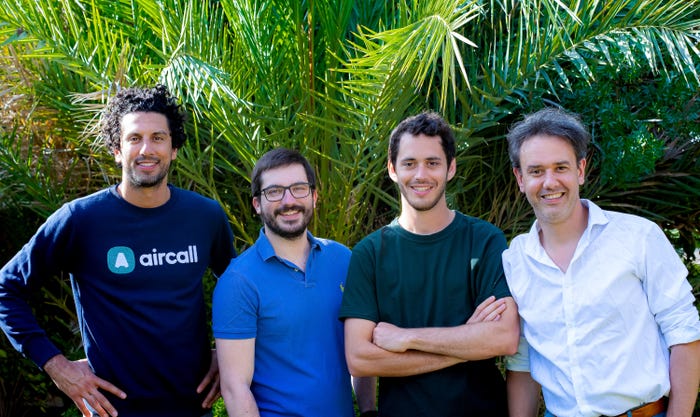 Aircall founders Jonathan Anguelov, Pierre-Baptiste Bechu, Xavier Durand, and Olivier Pailhès