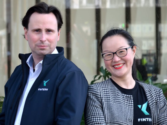 Fintern’s cofounders Gerald Chappell, CEO and Michelle He, COO